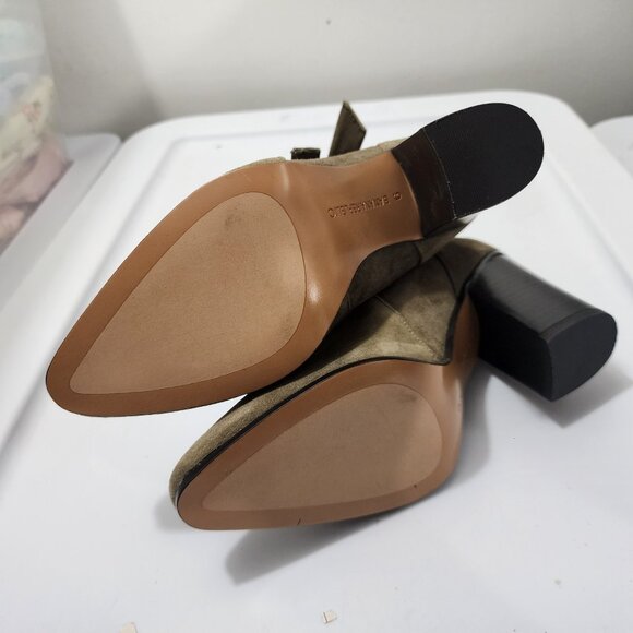 Banana Republic Canton Olive Suede Side Tie Chunky Block Heel Casual Boots - Picture 15 of 16